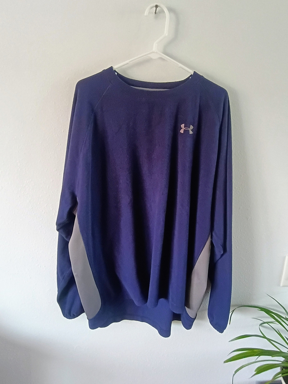 Under Armour Navy Fleece Crewneck Pullover Sweatshirt Gray Panels Adult XL